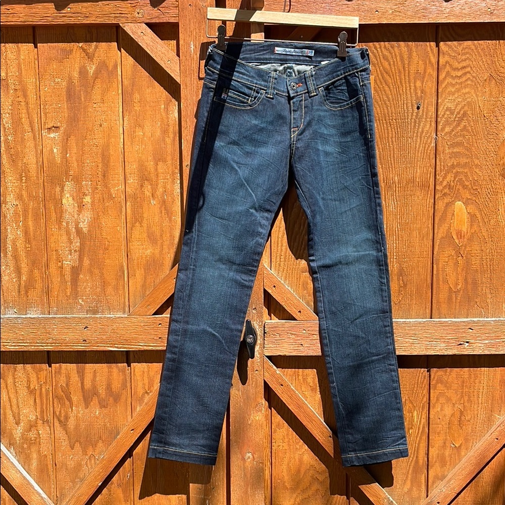 Women's Straight Leg Jeans - Dark Blue